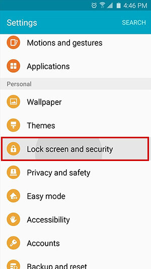 Меню Lock screen and security